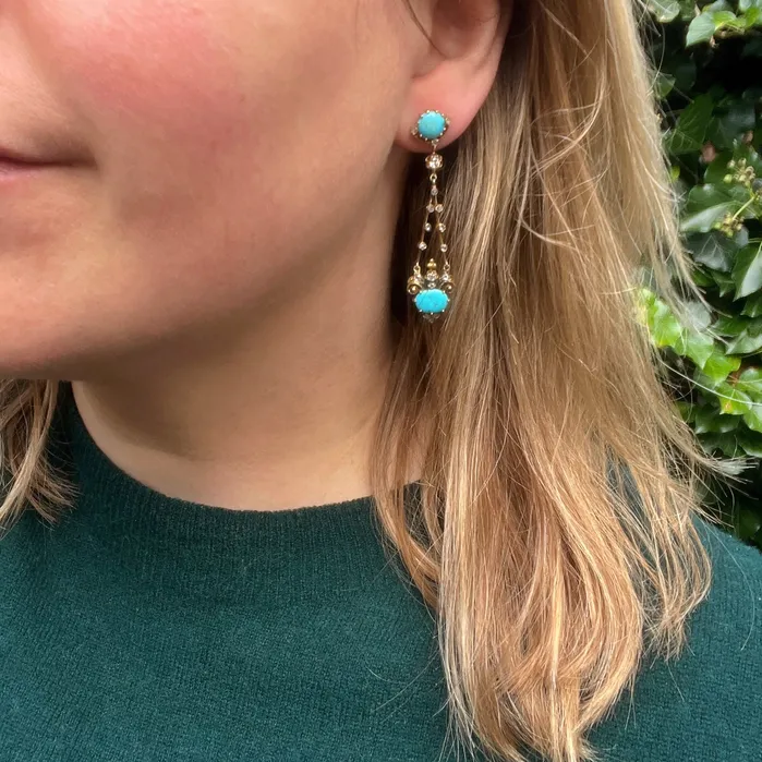 Belle Epoque Turquoise Diamond Drop Earrings 21stfinds Earrings