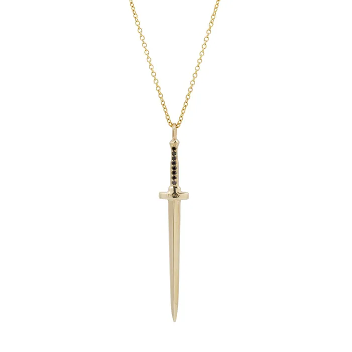 Black Diamond Large Dagger Pendant Necklace DRU Necklaces