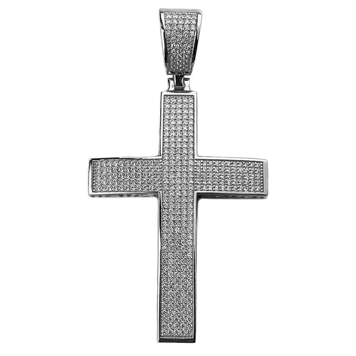 Bling Cartel Admin Necklaces 925 Sterling Silver Cross Iced Flooded Out Micro Pave CZ Pendant 2