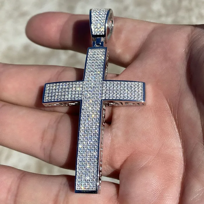 Bling Cartel Admin Necklaces 925 Sterling Silver Cross Iced Flooded Out Micro Pave CZ Pendant 2
