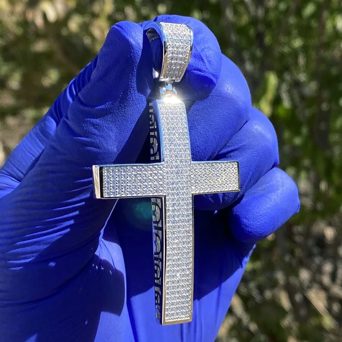 Bling Cartel Admin Necklaces 925 Sterling Silver Cross Iced Flooded Out Micro Pave CZ Pendant 2