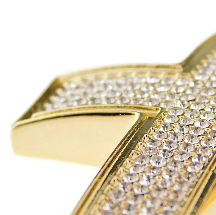 Bling Cartel Admin Necklaces Big Cross Pendant Gold Finish Iced Micro Pave