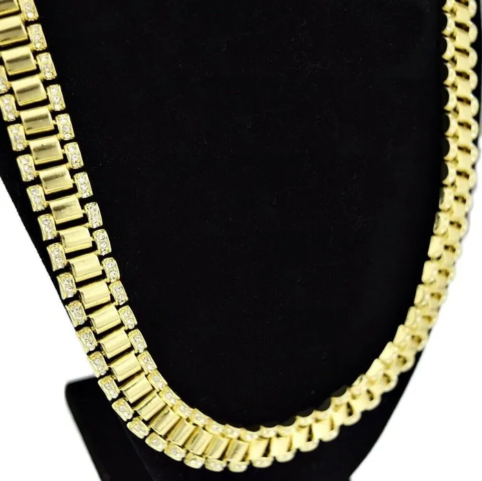 Bling Cartel Admin Necklaces Watch Band Link Gold Finish Chain Iced Necklace 24