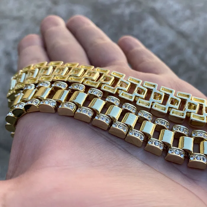 Bling Cartel Admin Necklaces Watch Band Link Gold Finish Chain Iced Necklace 24 Bling Cartel Admin Necklaces Watch Band Link Gold Finish Chain Iced Necklace 24
