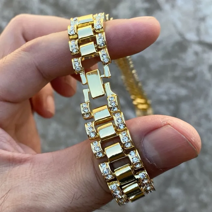 Bling Cartel Admin Necklaces Watch Band Link Gold Finish Chain Iced Necklace 24 Bling Cartel Admin Necklaces Watch Band Link Gold Finish Chain Iced Necklace 24