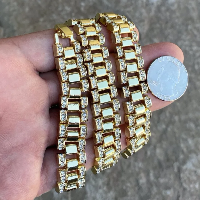 Bling Cartel Admin Necklaces Watch Band Link Gold Finish Chain Iced Necklace 24 Bling Cartel Admin Necklaces Watch Band Link Gold Finish Chain Iced Necklace 24