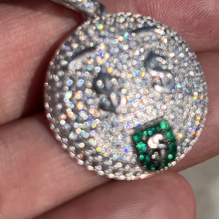 Bling Cartel Necklaces 925 Sterling Silver Money Mouth Face Emoji CZ Iced Pendant Bling Cartel Necklaces 925 Sterling Silver Money Mouth Face Emoji CZ Iced Pendant