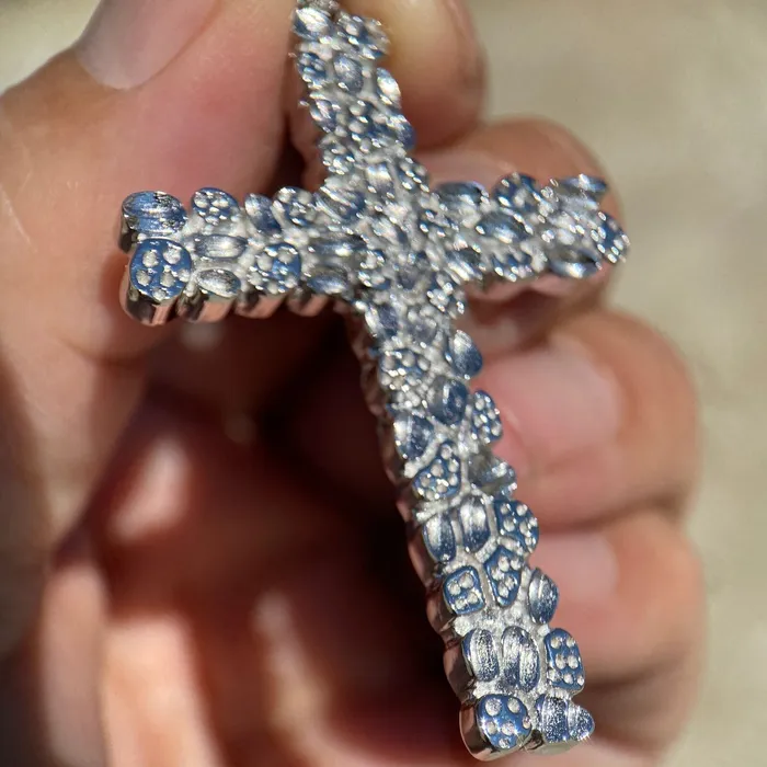 Bling Cartel Necklaces Real Solid 925 Sterling Silver Large Nugget Cross Hip Hop Pendant Bling Cartel Necklaces Real Solid 925 Sterling Silver Large Nugget Cross Hip Hop Pendant