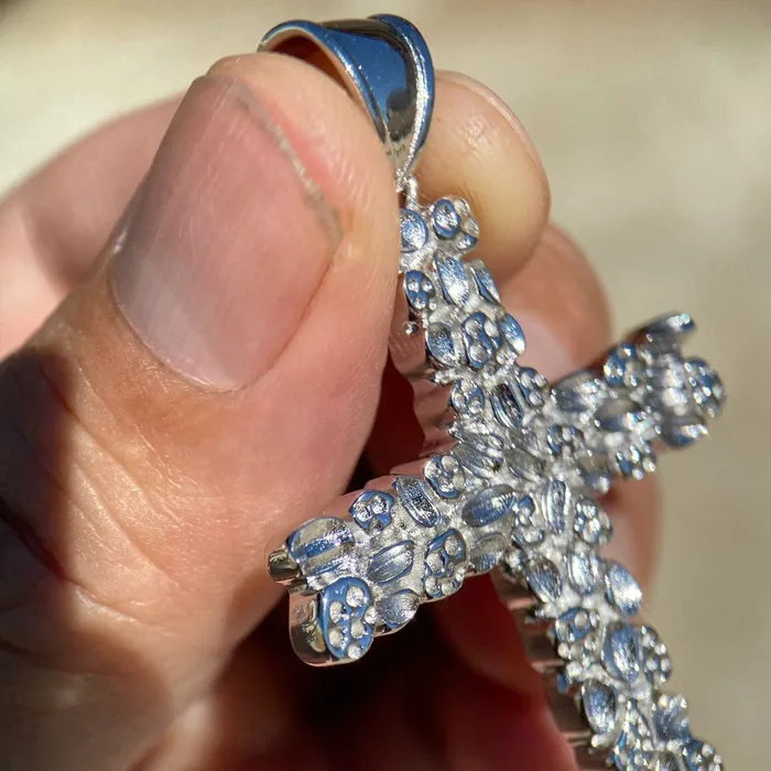 Bling Cartel Necklaces Real Solid 925 Sterling Silver Large Nugget Cross Hip Hop Pendant Bling Cartel Necklaces Real Solid 925 Sterling Silver Large Nugget Cross Hip Hop Pendant