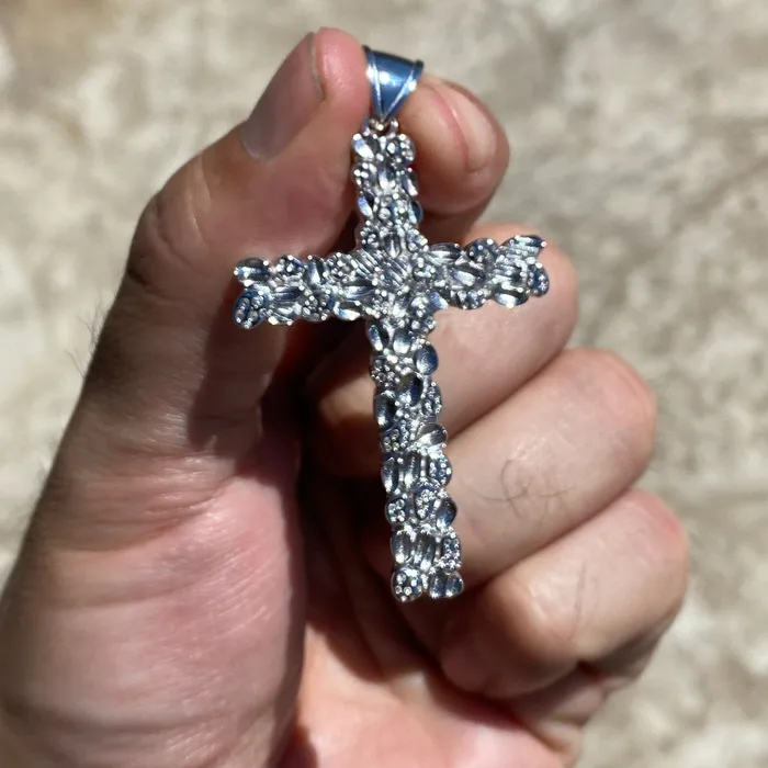 Bling Cartel Necklaces Real Solid 925 Sterling Silver Large Nugget Cross Hip Hop Pendant Bling Cartel Necklaces Real Solid 925 Sterling Silver Large Nugget Cross Hip Hop Pendant