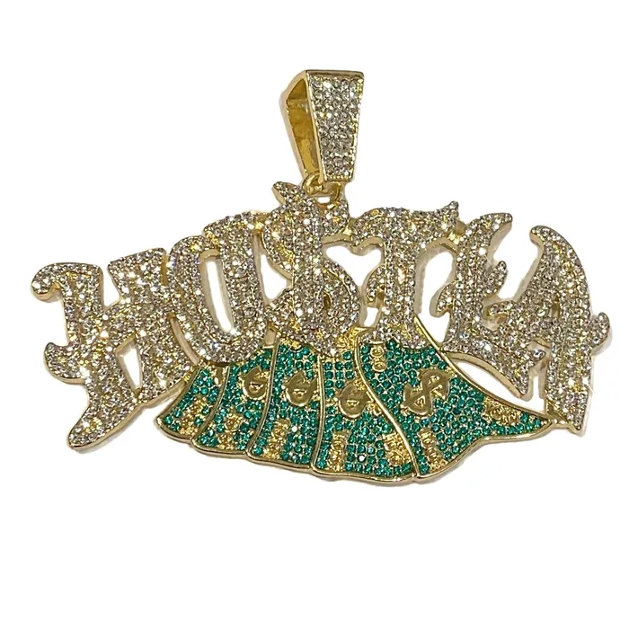 Bling Cartel PreStyled Sets 14K Gold Finish Hustla Big Cash Money Big Hip Hop Pendant Bling Cartel PreStyled Sets 14K Gold Finish Hustla Big Cash Money Big Hip Hop Pendant