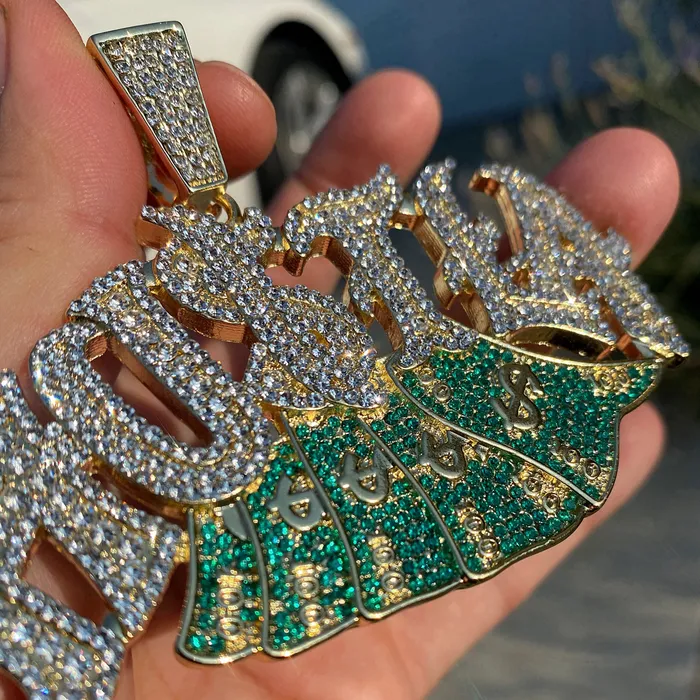 Bling Cartel PreStyled Sets 14K Gold Finish Hustla Big Cash Money Big Hip Hop Pendant Bling Cartel PreStyled Sets 14K Gold Finish Hustla Big Cash Money Big Hip Hop Pendant