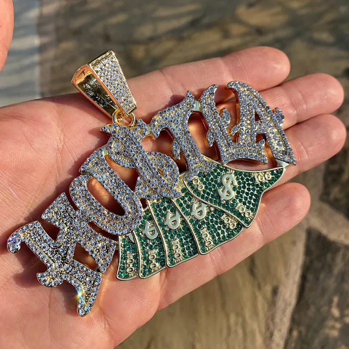 Bling Cartel PreStyled Sets 14K Gold Finish Hustla Big Cash Money Big Hip Hop Pendant Bling Cartel PreStyled Sets 14K Gold Finish Hustla Big Cash Money Big Hip Hop Pendant