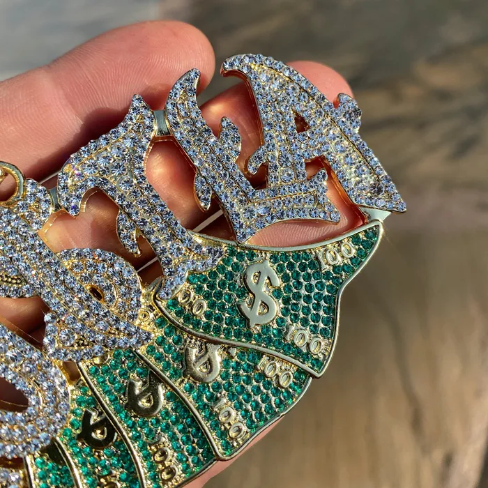 Bling Cartel PreStyled Sets 14K Gold Finish Hustla Big Cash Money Big Hip Hop Pendant Bling Cartel PreStyled Sets 14K Gold Finish Hustla Big Cash Money Big Hip Hop Pendant