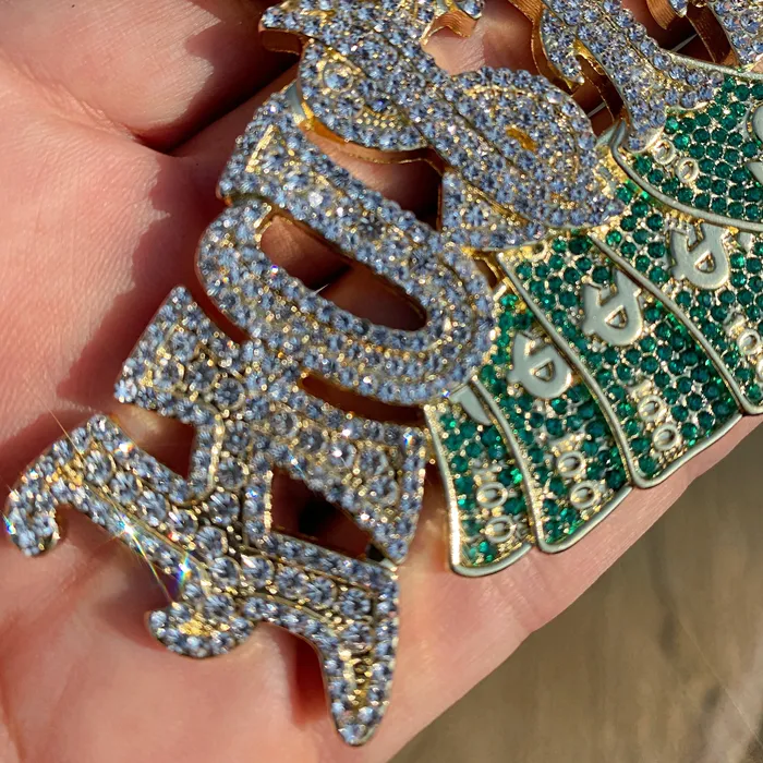 Bling Cartel PreStyled Sets 14K Gold Finish Hustla Big Cash Money Big Hip Hop Pendant Bling Cartel PreStyled Sets 14K Gold Finish Hustla Big Cash Money Big Hip Hop Pendant