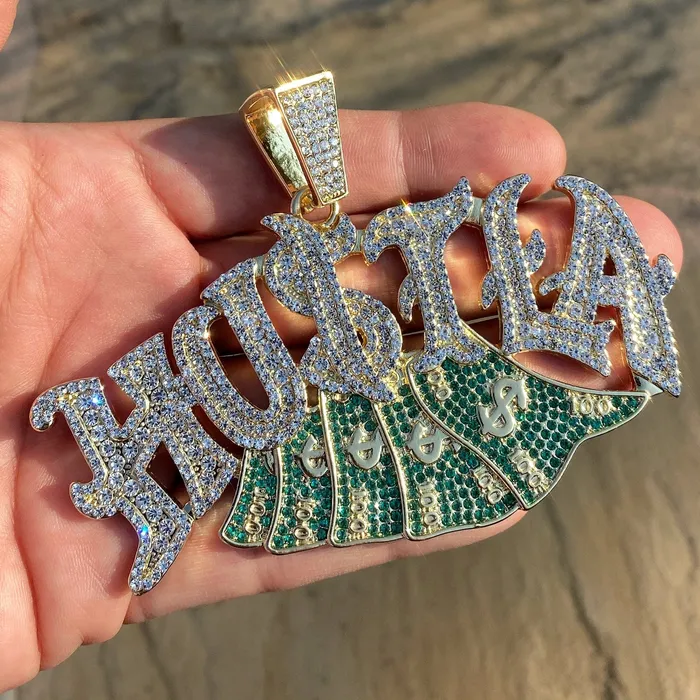 Bling Cartel PreStyled Sets 14K Gold Finish Hustla Big Cash Money Big Hip Hop Pendant Bling Cartel PreStyled Sets 14K Gold Finish Hustla Big Cash Money Big Hip Hop Pendant