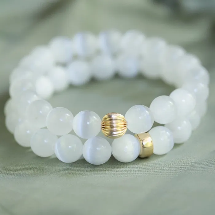 Bracelets AAAA Selenite Bracelet Earthly Abundance Jewelry