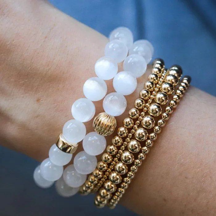 Bracelets AAAA Selenite Bracelet Earthly Abundance Jewelry