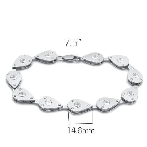 Bracelets Alamode LO2014 Matte Rhodium Rhodium Brass Bracelet with AAA Grade CZ in Clear