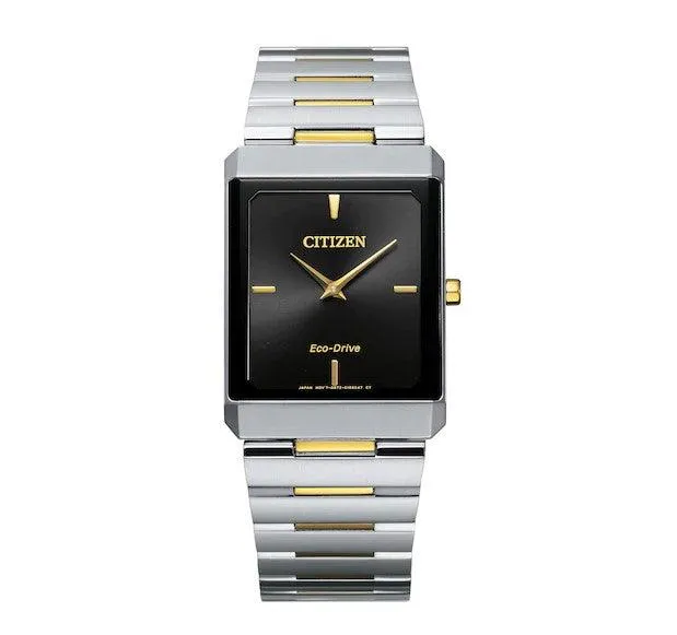 Bracelets Citizen Unisex Eco Drive Watch Stiletto Black Dial Two Tone Bracelet AR310455E Citizen Bracelets Citizen Unisex Eco Drive Watch Stiletto Black Dial Two Tone Bracelet AR310455E Citizen