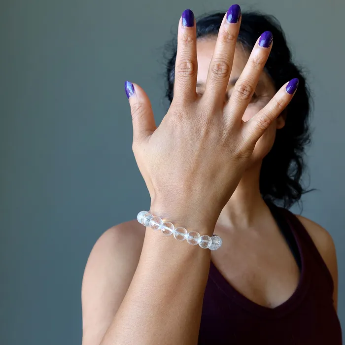 Bracelets Clear Quartz Bracelet Faceted Beads A Cut Above Satin Crystals
