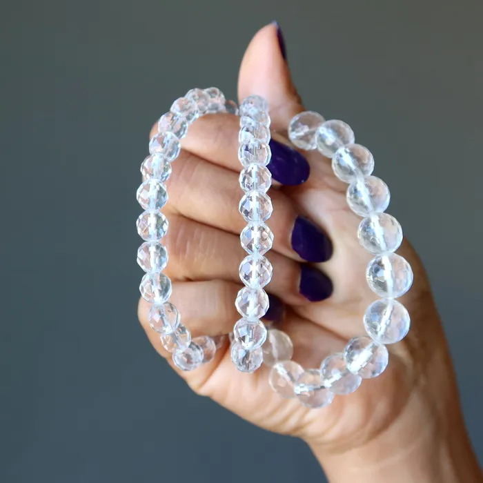 Bracelets Clear Quartz Bracelet Faceted Beads A Cut Above Satin Crystals