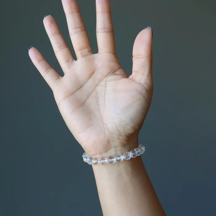 Bracelets Clear Quartz Bracelet Faceted Beads A Cut Above Satin Crystals