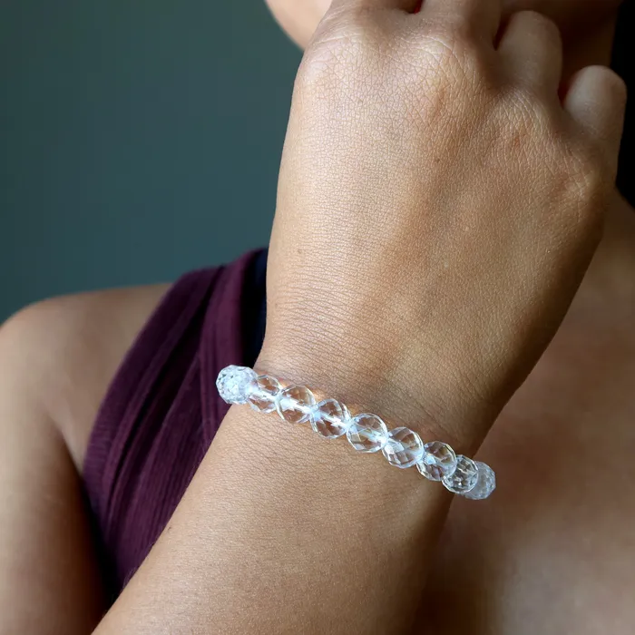 Bracelets Clear Quartz Bracelet Faceted Beads A Cut Above Satin Crystals
