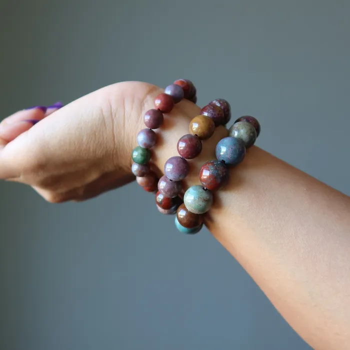 Bracelets Fancy Jasper Bracelet Fine Feelings Stone Satin Crystals