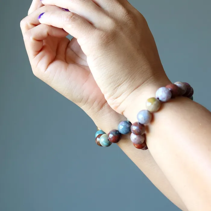 Bracelets Fancy Jasper Bracelet Fine Feelings Stone Satin Crystals