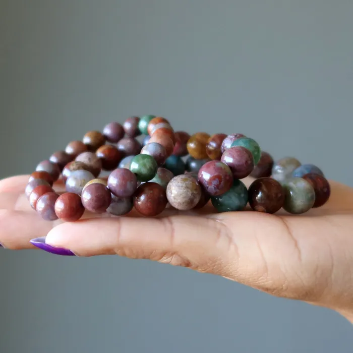 Bracelets Fancy Jasper Bracelet Fine Feelings Stone Satin Crystals