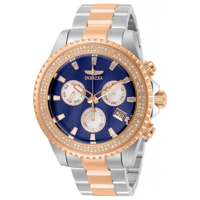 Bracelets Invicta Invicta Mens Quartz Watch Pro Diver Chronograph Blue Dial TT Bracelet 31732