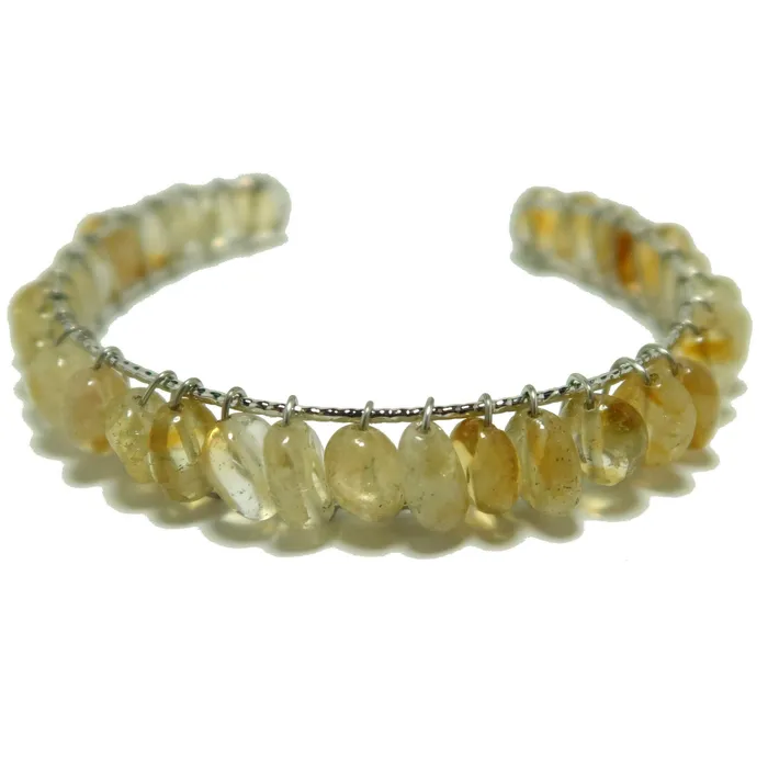 Bracelets Satin Crystals Citrine Bracelet Cuff Jiving Jewelry 18Karat Gold