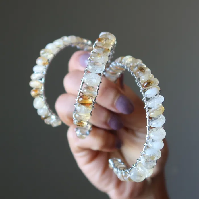 Bracelets Satin Crystals Citrine Bracelet Cuff Jiving Jewelry 18Karat Gold