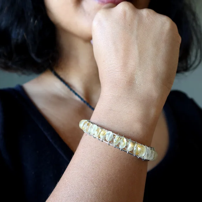 Bracelets Satin Crystals Citrine Bracelet Cuff Jiving Jewelry 18Karat Gold