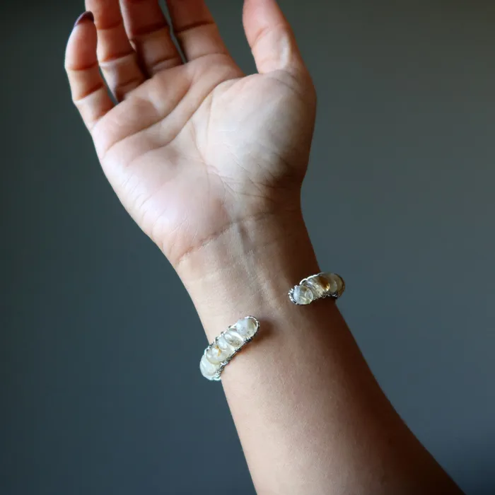Bracelets Satin Crystals Citrine Bracelet Cuff Jiving Jewelry 18Karat Gold