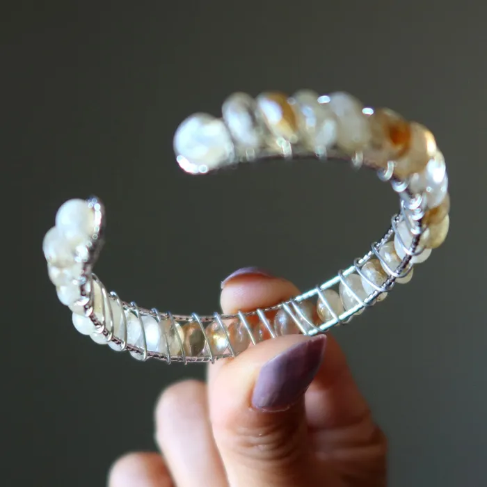 Bracelets Satin Crystals Citrine Bracelet Cuff Jiving Jewelry 18Karat Gold