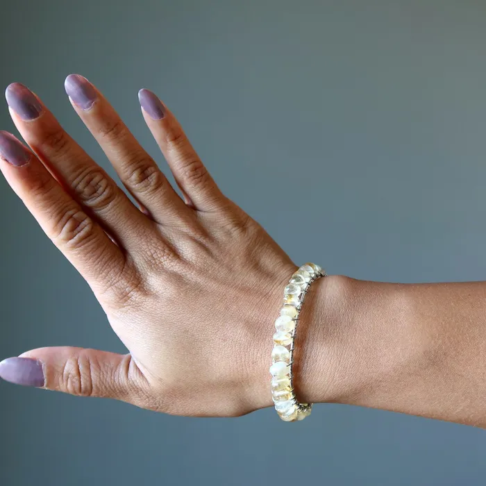 Bracelets Satin Crystals Citrine Bracelet Cuff Jiving Jewelry 18Karat Gold