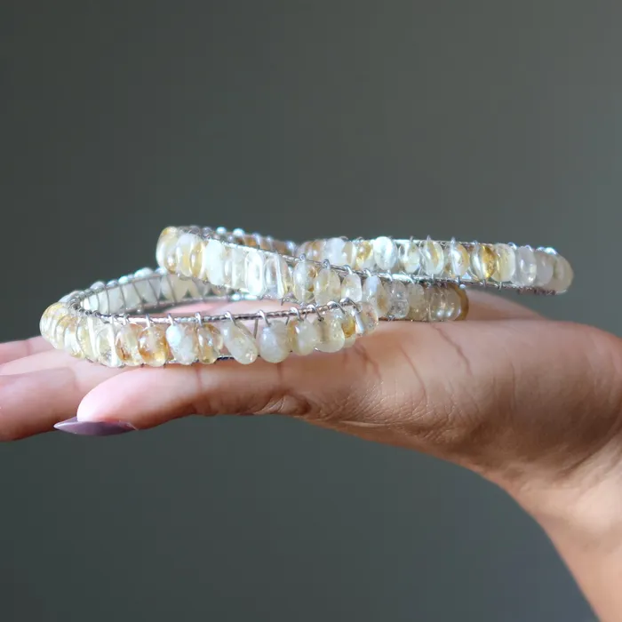 Bracelets Satin Crystals Citrine Bracelet Cuff Jiving Jewelry 18Karat Gold