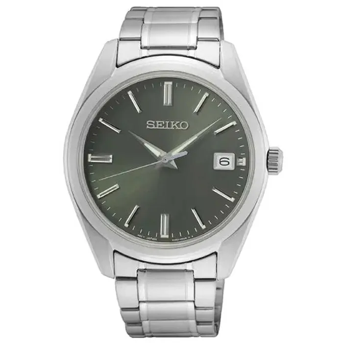 Bracelets Seiko Mens Quartz Watch Dress Olive Green Dial Silver Steel Bracelet SUR527P1 SEIKO Bracelets Seiko Mens Quartz Watch Dress Olive Green Dial Silver Steel Bracelet SUR527P1 SEIKO