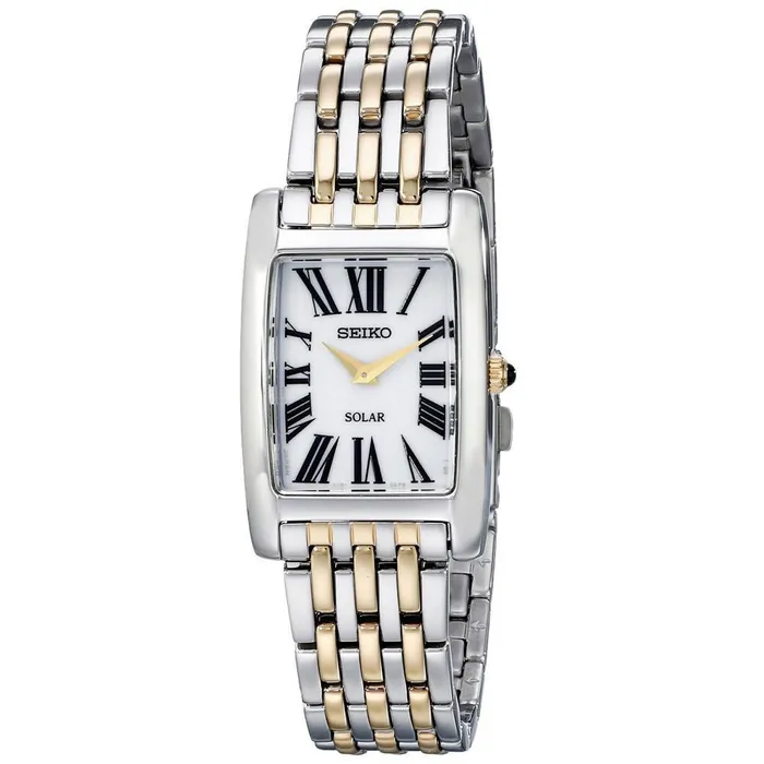 Bracelets Seiko Seiko SUP268 Womens Solar Core Quartz White Dial Two Tone Steel Bracelet Watch