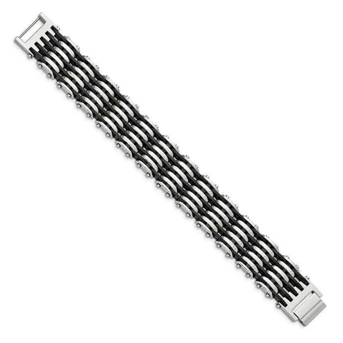 Bracelets Stainless Steel Black Rubber 85in Bracelet Chisel Bracelets Stainless Steel Black Rubber 85in Bracelet Chisel