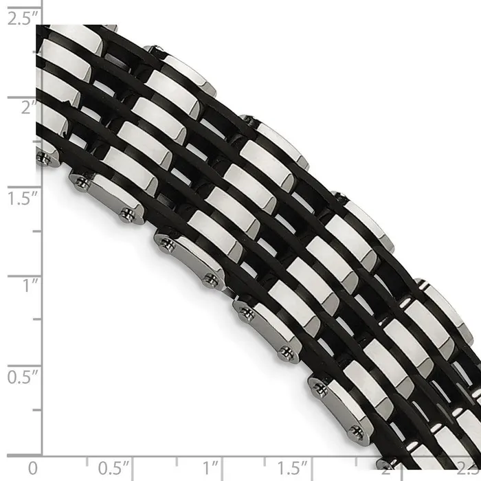 Bracelets Stainless Steel Black Rubber 85in Bracelet Chisel Bracelets Stainless Steel Black Rubber 85in Bracelet Chisel