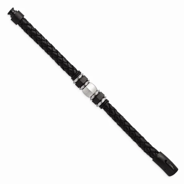 Bracelets Stainless Steel Brushed Leather Black IPplated Rubber Bracelet Chisel Bracelets Stainless Steel Brushed Leather Black IPplated Rubber Bracelet Chisel