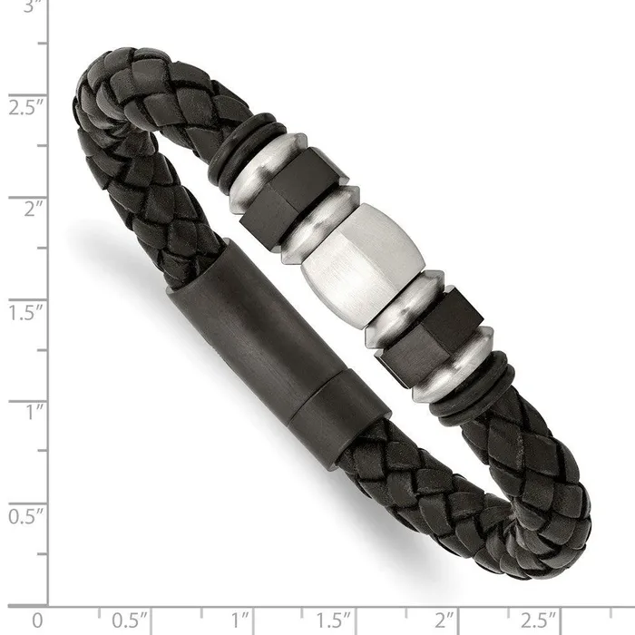 Bracelets Stainless Steel Brushed Leather Black IPplated Rubber Bracelet Chisel Bracelets Stainless Steel Brushed Leather Black IPplated Rubber Bracelet Chisel