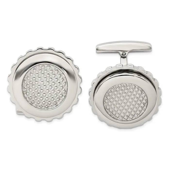 Bracelets Stainless Steel Polished Textured Round Cufflinks Chisel