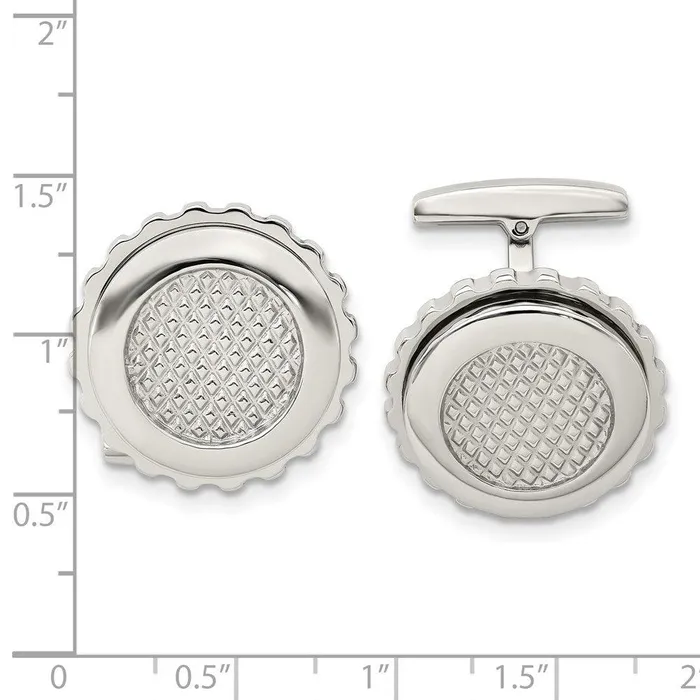 Bracelets Stainless Steel Polished Textured Round Cufflinks Chisel Bracelets Stainless Steel Polished Textured Round Cufflinks Chisel