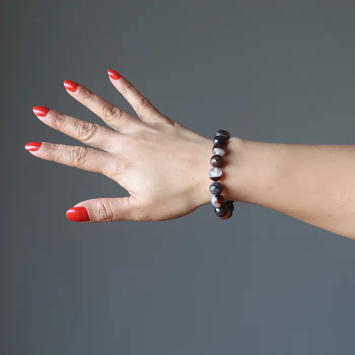 Brown Coffee Agate Bracelet Faceted Success Satin Crystals Bracelets