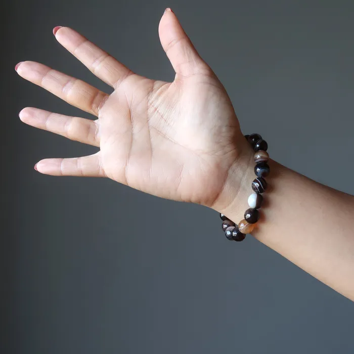 Brown Coffee Agate Bracelet Faceted Success Satin Crystals Bracelets