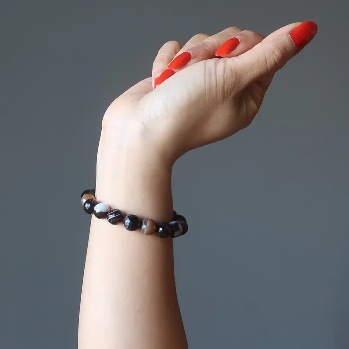 Brown Coffee Agate Bracelet Faceted Success Satin Crystals Bracelets